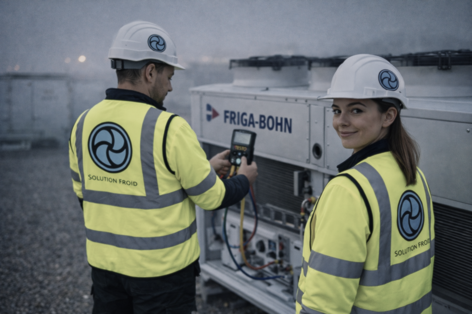 Groupe de condensation frigorifique install&eacute; en toiture